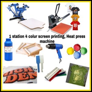Combo Kit-SCREEN PRINTING machine, HEAT PRESS & Exposing Box-Rs 58500/-