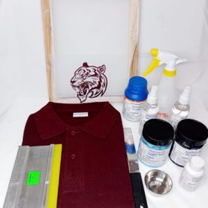 Screen Printing Kit with Collar T-shirt, Frame 10×12 inch,200gram+200gram Ink-Pack of 14 pic